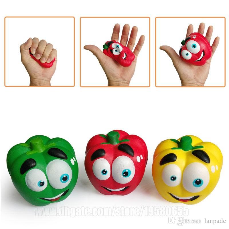Vegetable Squishies Chilli Squishy Pepper Jumbo Slow Rising Fruit Squeeze Green Phone Strap Simulation Chili DHL Free Shipping SQU033