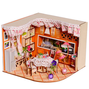 Merry Puzzle Sweet Home Habitat Room DIY Dollhouse Kit With LED Light Wood Decoration