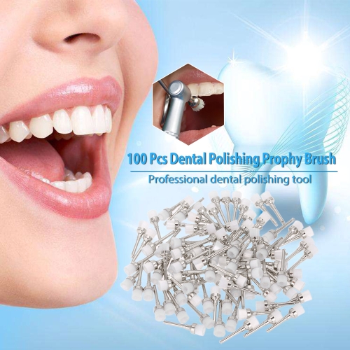 100 Pcs Dental Polishing Prophy Brush Nylon Bowl Polishing Prophy Brushes Dental White Polisher Snap-On Flat Type Prophy Brushes Dental Tool