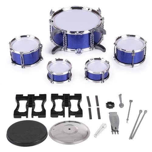 Children Kids Drum Set Musical Instrument Toy 5 Drums with Small Cymbal Stool Drum Sticks for Boys Girls