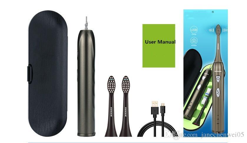 USB Rechargeable Toothbrush with Travel Case Sonic Electric Toothbrush Long Term Use Rechargeable Toothbrush Oral Care Tool Black