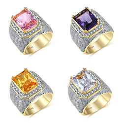 Men Ring Cubic Zirconia Vintage Style White / White Purple Yellow Brass Fashion 1pc 8 9 10 11 12 / Men's / Solitaire Lightinthebox