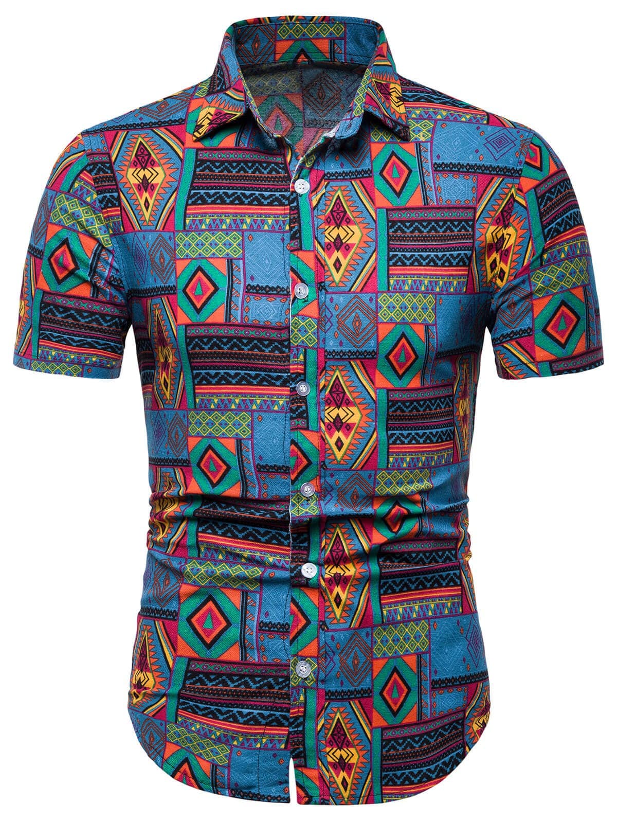 Ethnic Tribal Geometric Print Casual Shirt