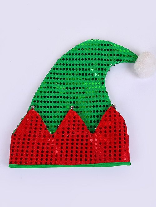 Christmas Pom Pom Sequined Contrast Santa Claus Hat