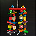 4 Bois Bloque string type jouets suspendus pour Bird et Parrot (Longueur: 43cm)