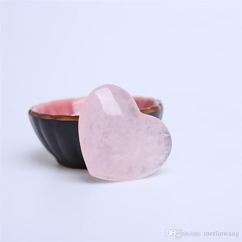 HJT rose pink Quartz crystal Heart Carving Craft Stone Chakra Healing Reiki Stones Lover gife stone crystal Heart shape