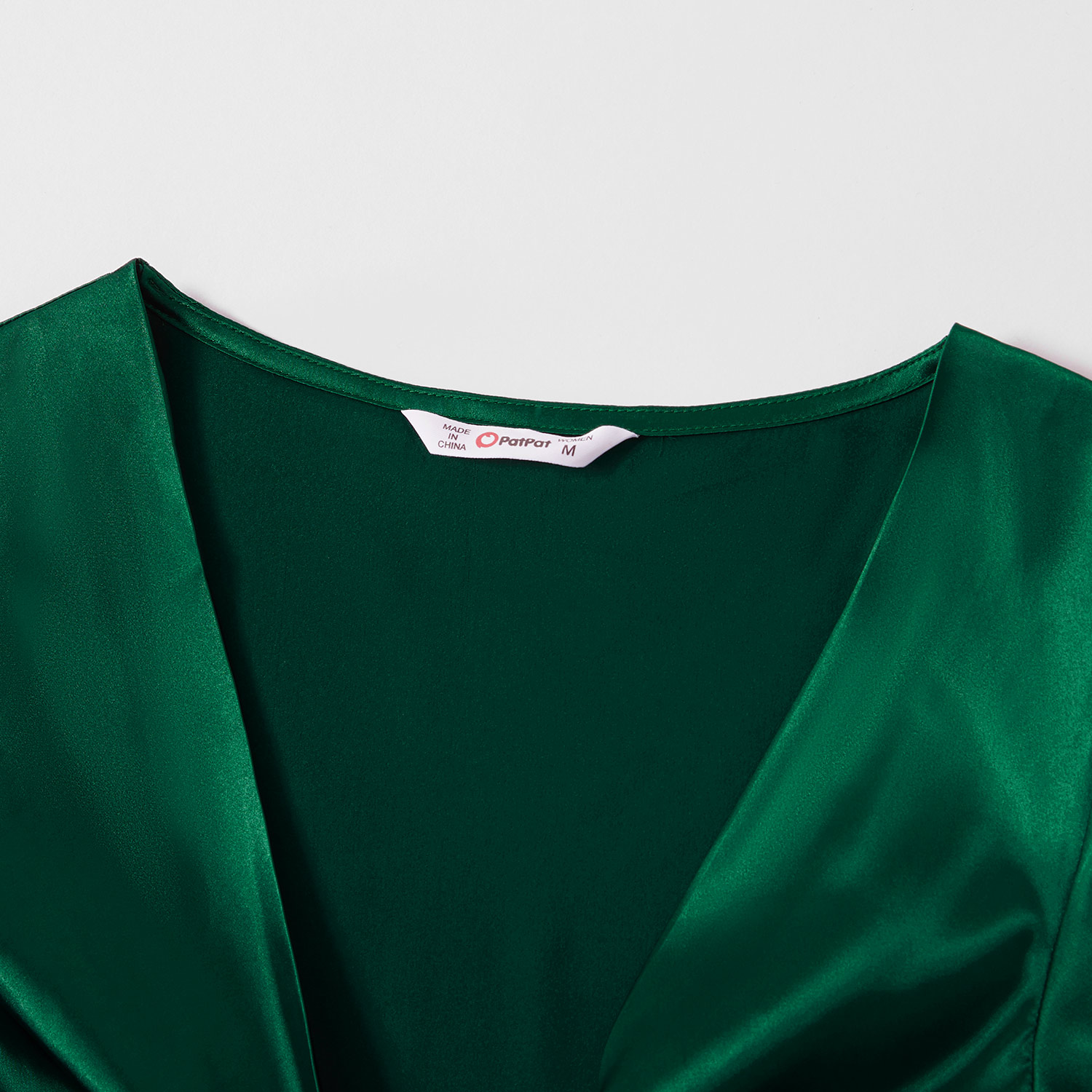 Maternity V-neck Plain Dark Green Maxi Slip Short-sleeve Nursing Dress