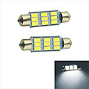 Carking ™ Festoon 41mm-5630-9SMD LED de coches Roma lámpara de luz blanca (12V/2PCS)