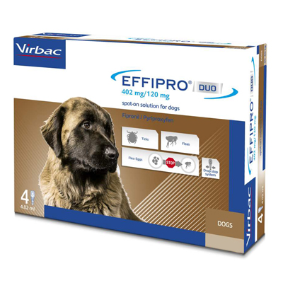 Effipro Duo Flea And Tick Spot-On Extra Large Dogs Over 88 Lbs 8 Pack