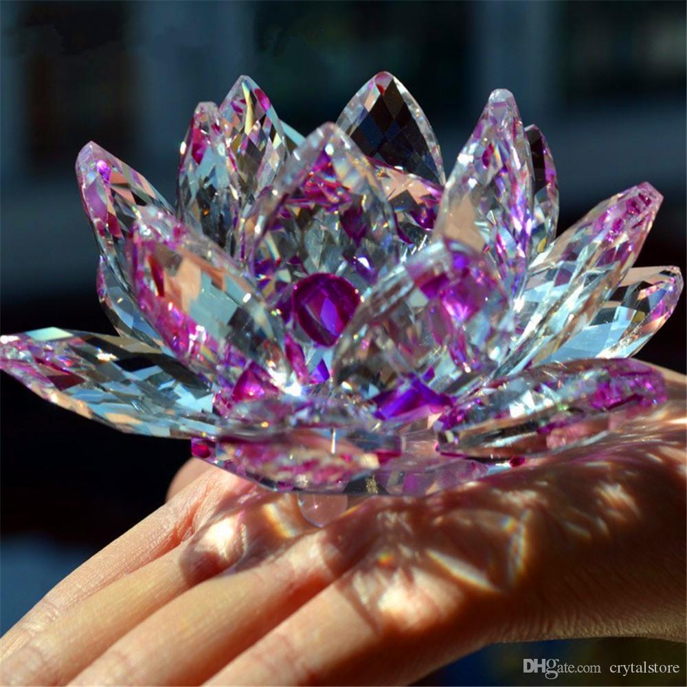 Crystal Glass Lotus Flower natural stones and minerals Feng shui Sphere Crystals flowers For wedding Props souvenirs