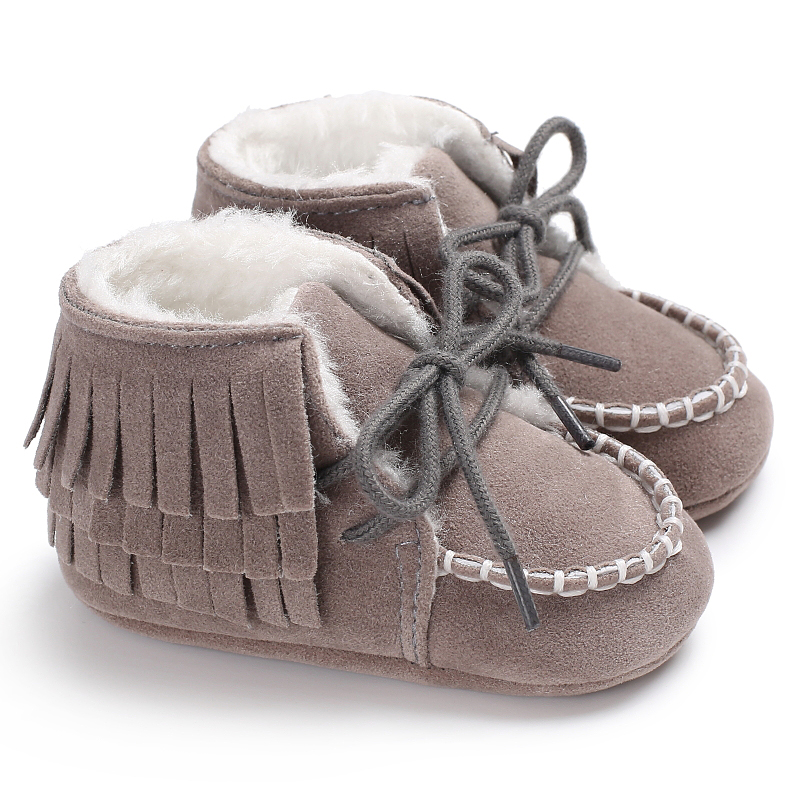 Baby / Toddler Girl Solid Tasseled Design Fleece Warm Boots