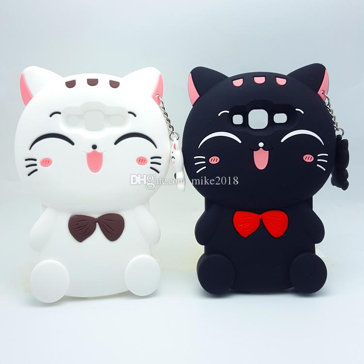 2017 3D Cartoon Kawaii Bow Tie Cat Soft silicone Cover Case For Samsung Galaxy J1 J1ACE J3 J5 J7 A5 E5 A7 E7