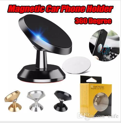 New 360 Degree Rotating Magnetic Car Phone Holder Aluminum alloy Air Vent Car Mount Cellphone Holders For iPhone Android Smartphones
