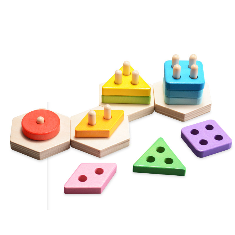 New Wooden Stacking Puzzle Peg Puzzles Baby Toddler Preschool Kids Toy Improving Eye-hand Coordination Kids Gift