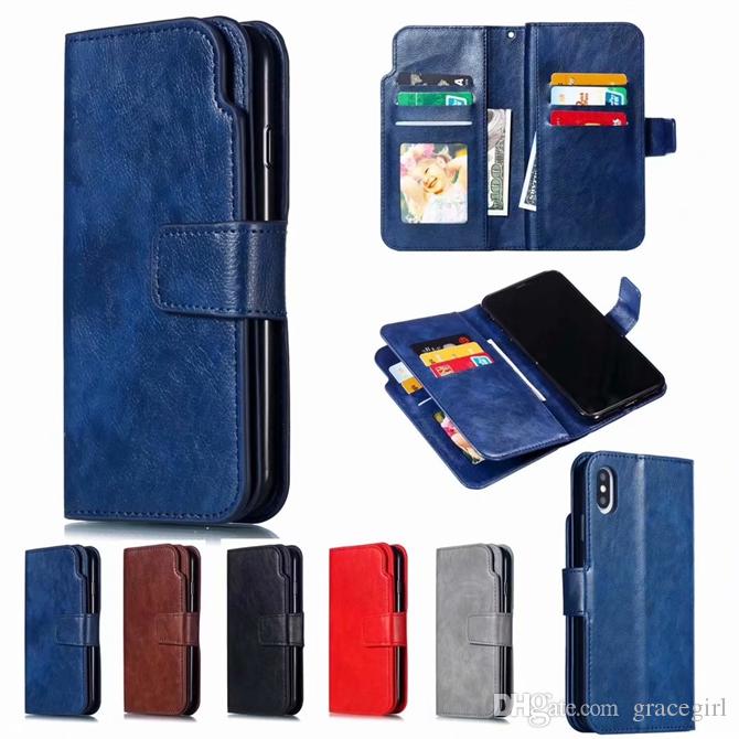 Multifunction Wallet Leather Case For Samsung Galaxy S10E S10 Plus A7 2017 J4 J6 Plus Huawei P30 Pro P Smart 2019 Card Slot Skin Cover 50pcs