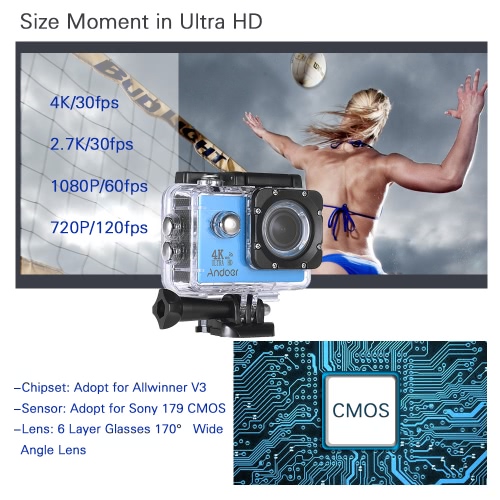 Andoer AN4000 4K 30fps 16MP WiFi Action Sports Camera