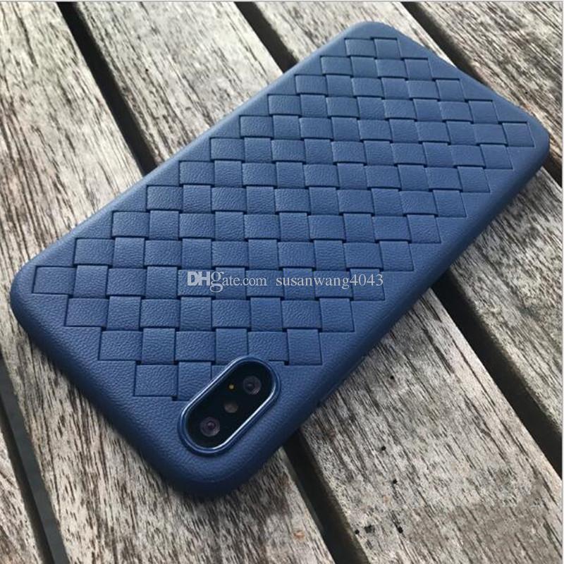 New TPU Phone Cases for iphone X Braid Ultra-thin leather pattern TPU soft shell case cover Weave protector covers GSZ376