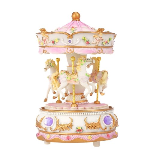Mini carrusel Clockwork Castle en el cielo Music Box Colorful LED