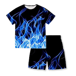 Kids Boys T-shirt  Shorts Clothing Set 2 Pieces Short Sleeve Blue Graphic Print Street Sports Vacation Fashion Comfort Cool Daily 3-13 Years Lightinthebox