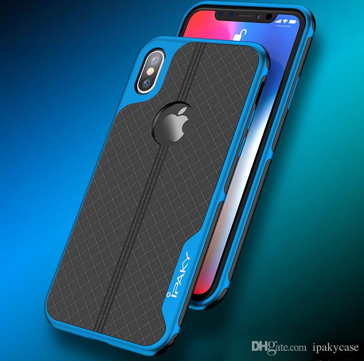 iPaky Case For iPhone X Electroplate PC Frame+TPU Back Cover Drop-proof Antiskid Thin Slim 2 In 1 Cases With Retail Package In Stock