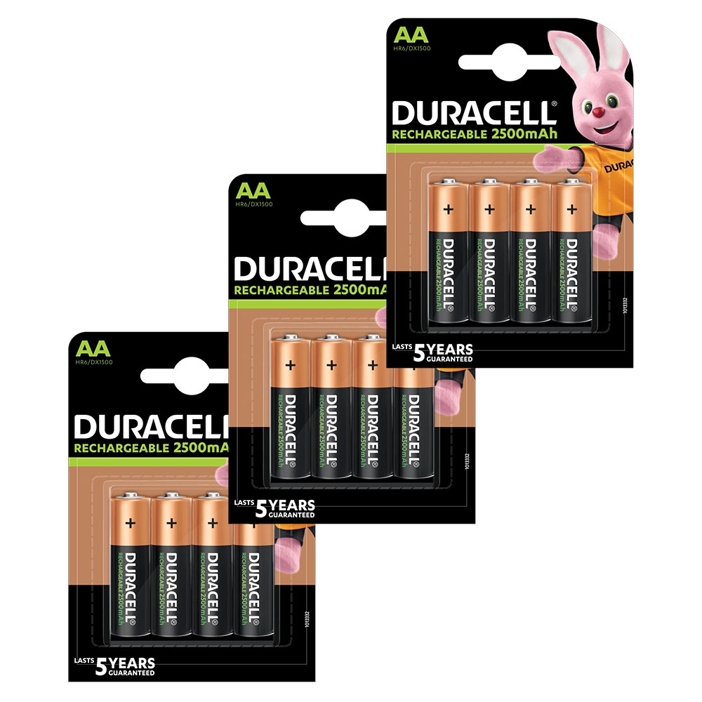 Duracell AA Rechargeable Batteries NiMH 2500mAh Duralock PRE & STAY CHARGED  - 12 Pack