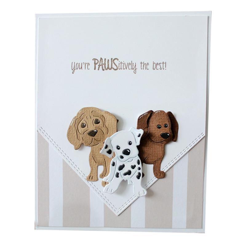 3pcs/Set Cute Puppies Metal Cutting Dies Stencil for DIY Scrapbooking Photo Album Embossing Paper Cards Making Decorative Crafts