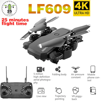 LF609 Drone 4K with HD Camera WIFI 1080P Dual Camera Follow Me Quadcopter FPV Professional Drone Long Battery Life Toy For Kids