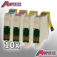 10 Ampertec Tinten für Epson T1291-1294  4-farbig