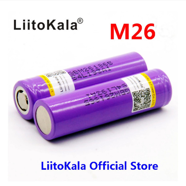 2pcs 100% original LiitoKala for M26 18650 2600mah 10A 18650 li-ion rechargeable battery power safe battery 2500