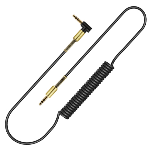 Cable de audio de 4.9FT Cable de audio de 3.5 mm Cable de extensión de primavera Macho a macho Para auriculares estéreos de PC para coche