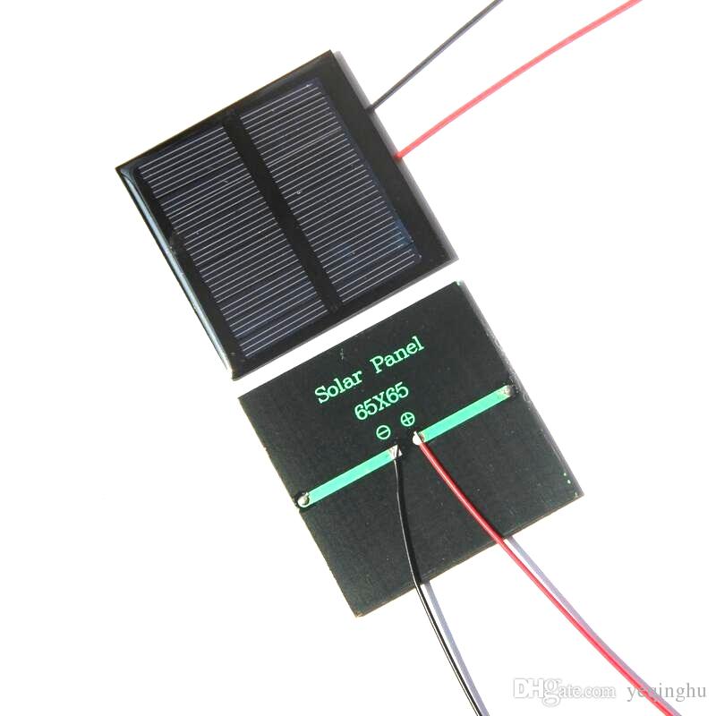 Wholesale! 20pcs/lot Solar Panels 5.5v 0.6W Mini Solar Cell 65x65MM For Small Power Applianc Toy Panle+15CM Cable Free Shipping