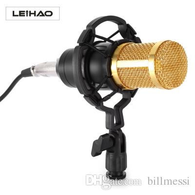 Original LEIHAO Professional Condenser Sound Recording Microphone with Shock Mount for Radio Braodcasting Singing Black KTV Hot +NB