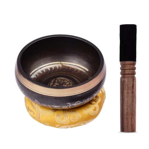 Muslady Tibetan Singing Bowl Set mit 11,5 cm handgefertigter Metall-Soundschale, weichem Kissen und hölzernem Striker für Meditation Sound Chakra Healing Yoga Relaxation