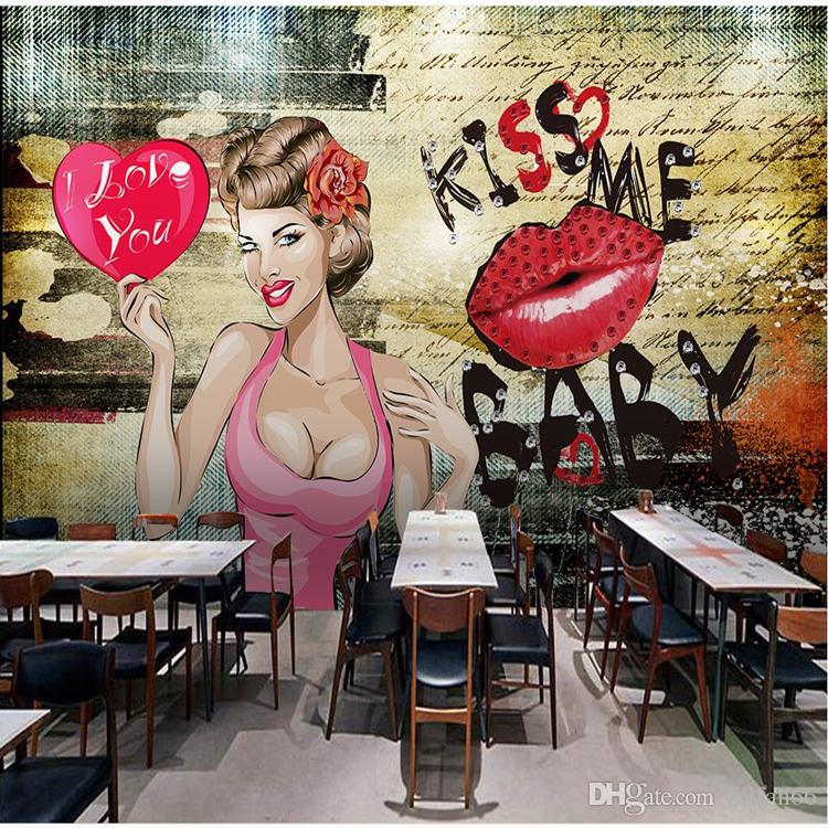 3d graffiti sexy beauty KTV bar poster mural hotel bedroom bathroom entrance background decoration wall stickers