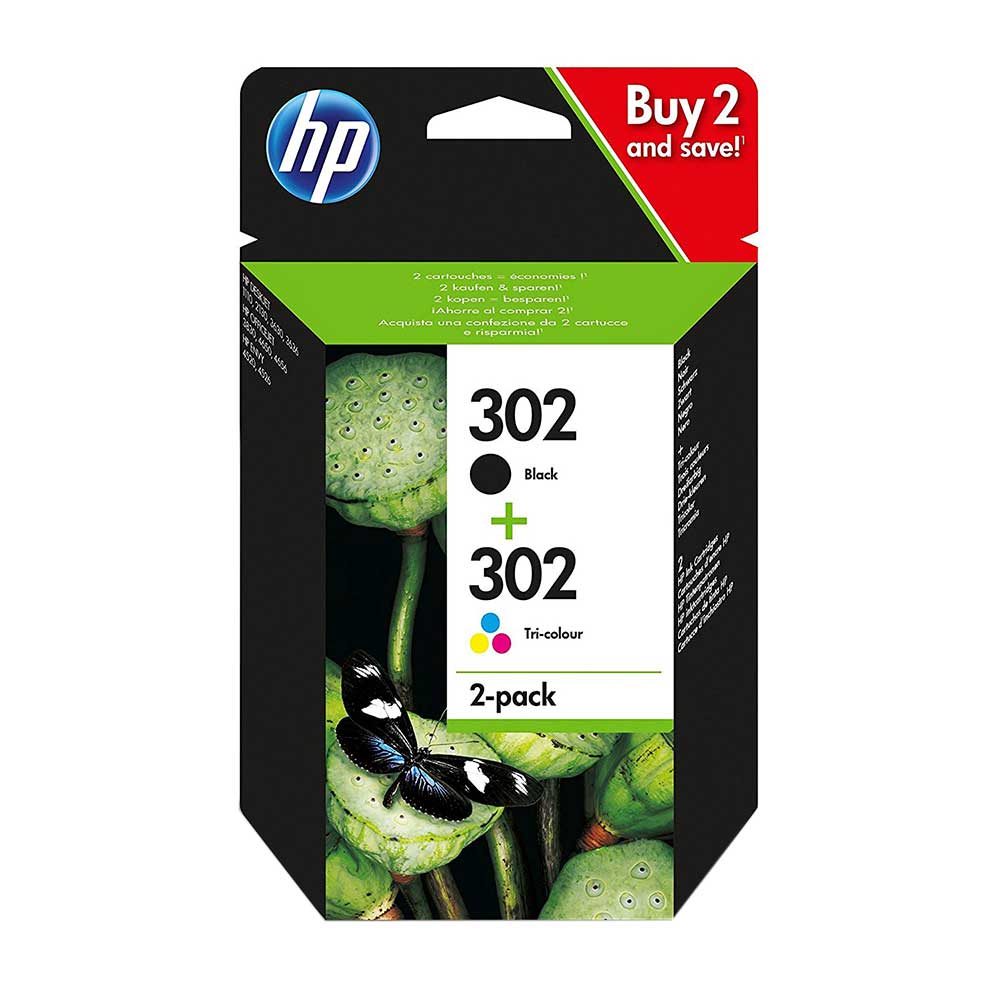 HP 302 Combo 2 Pack Black and Tri-Colour Inkjet Cartridges (X4D37AE)