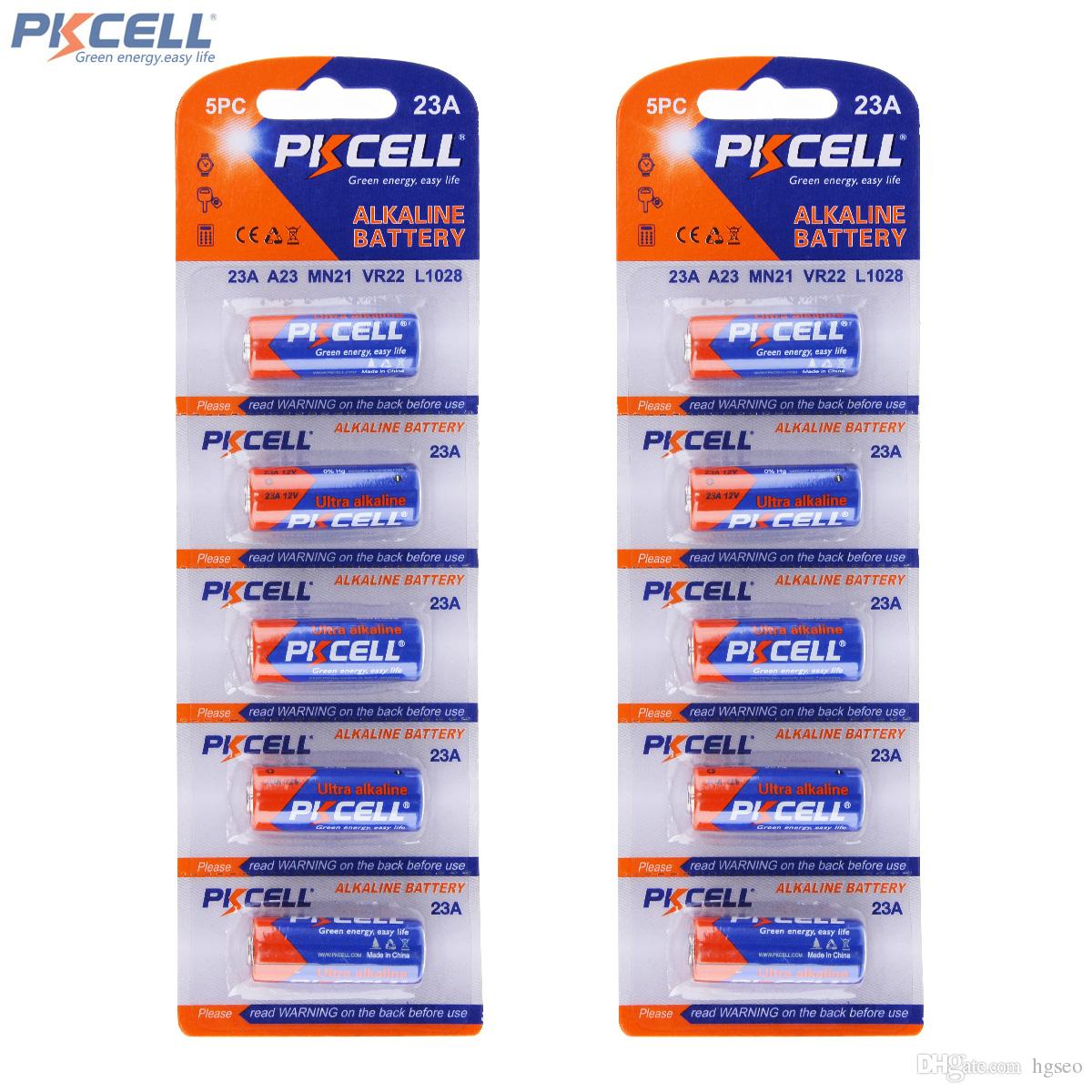 10Pcs PKCELL Alkaline Dry Batteries Primary 23A A23 MN21 12V For Garage Door Opener / Remote Control / Doorbell ACC_10I