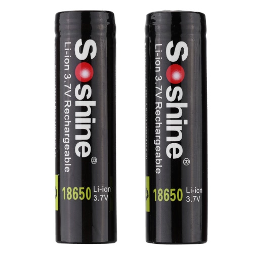 Soshine 2pcs 18650 3.7V 3400mAh Rechargeable Li-ion Lithium Battery