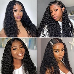 134 /44 Lace Deep Wave Front Lace Human Hair Wigs For Women 150%/180% Density Transparent Wet and Wavy Front Lace Wig 180 Density Closure Wig Lightinthebox