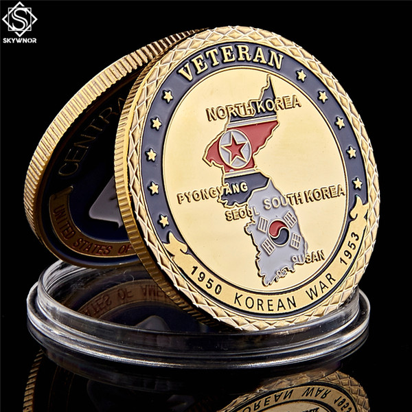 Korean War Veteran Challenge Coin Craft US 24k Gold Plated Military Freedom Commemorative Badge