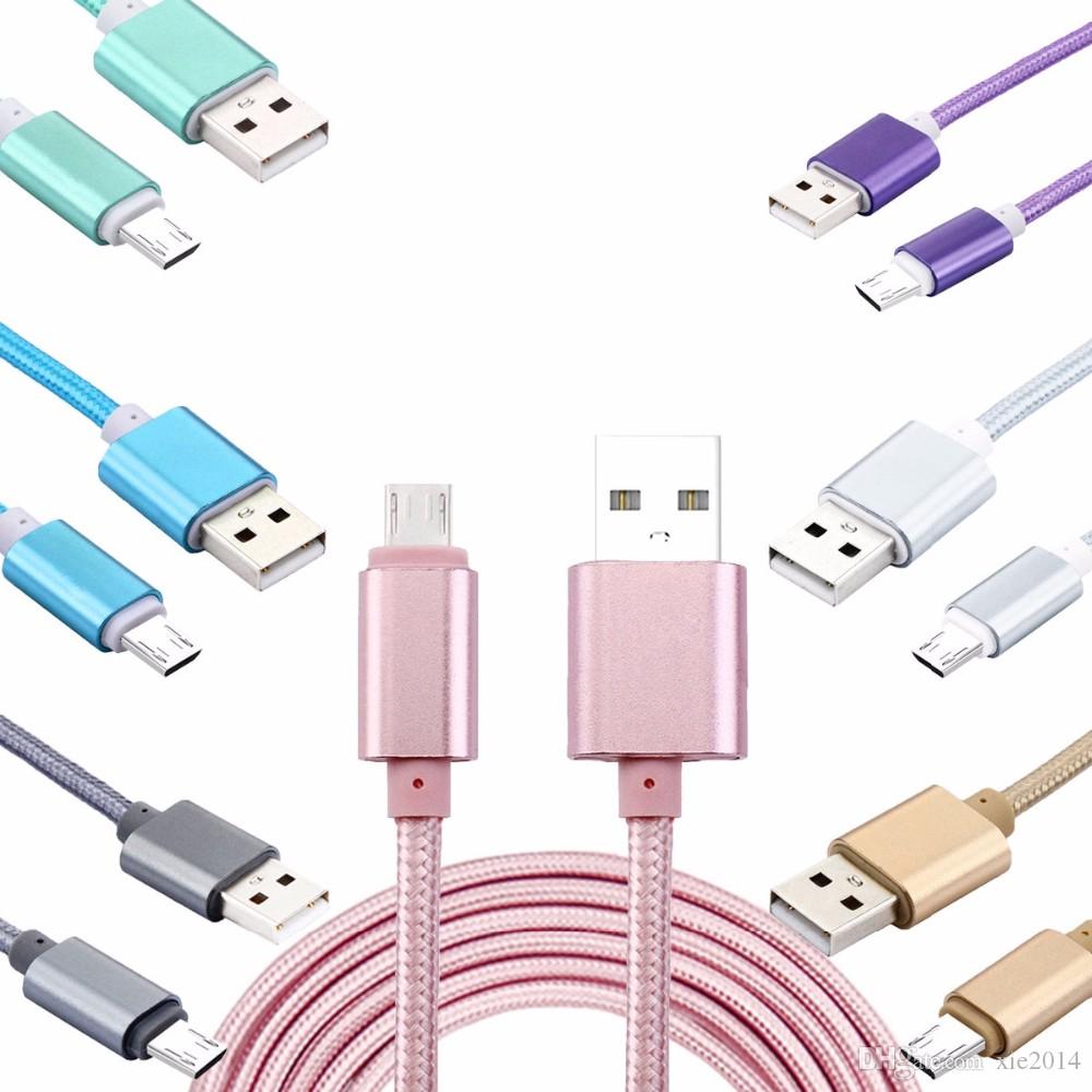 High Speed 1M 2M 6ft 3M Type-C Luxury Braided Alloy Aluminum Metal Sync Micro USB Data Cable For Android Samsung S8 S7 S6 Plus Fast Charger